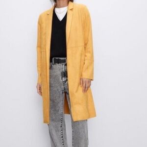 Zara Jacket Faux Suede Leather Coat Sz L
